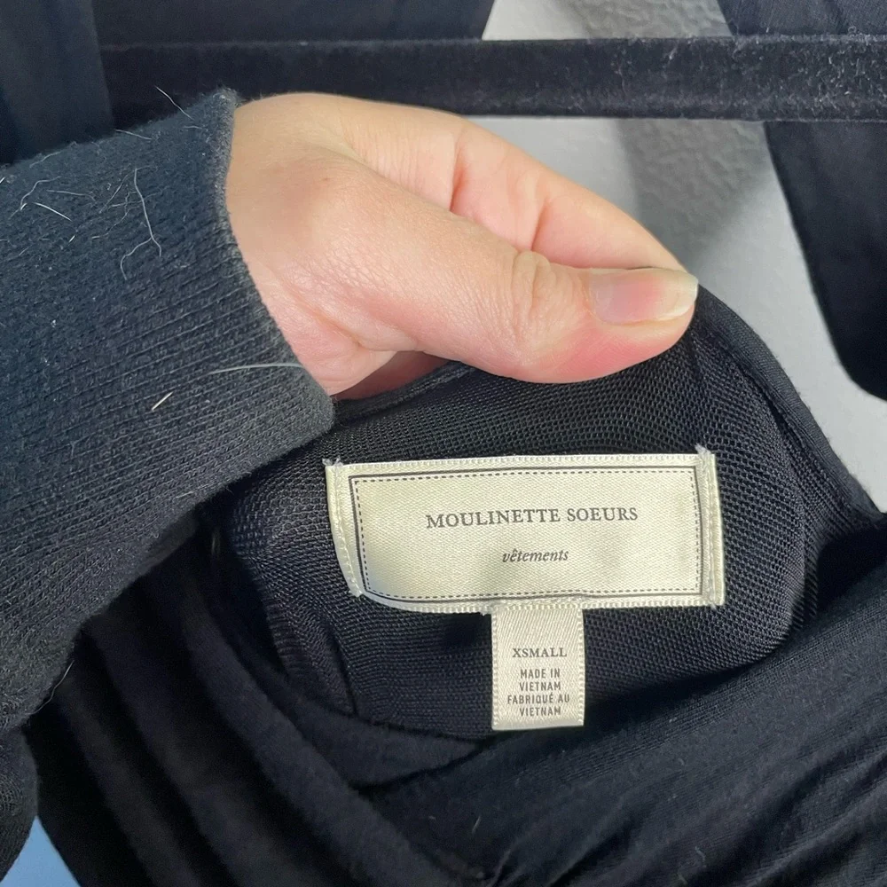 Anthropologie Moulinette Soeurs Black Molly Knit Jumpsuit Wide Leg Quiet Luxury - Picture 3 of 12